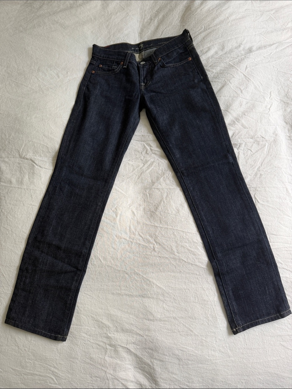 7 For All Mankind Women's Straight Leg Jeans in Dark Indigo